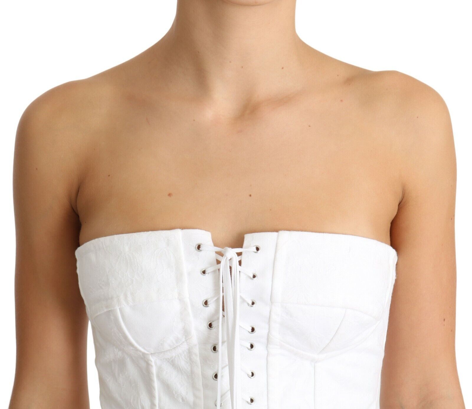 Dolce & Gabbana – Elegantes, weißes, trägerloses Korsett-Top