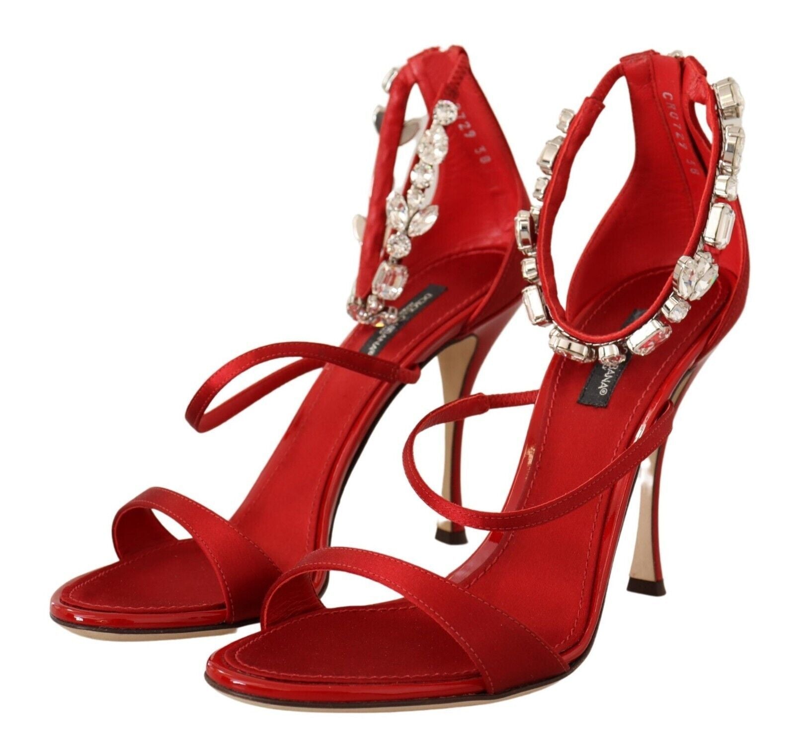 Dolce & Gabbana Rote Sandalen mit Kristallverzierung