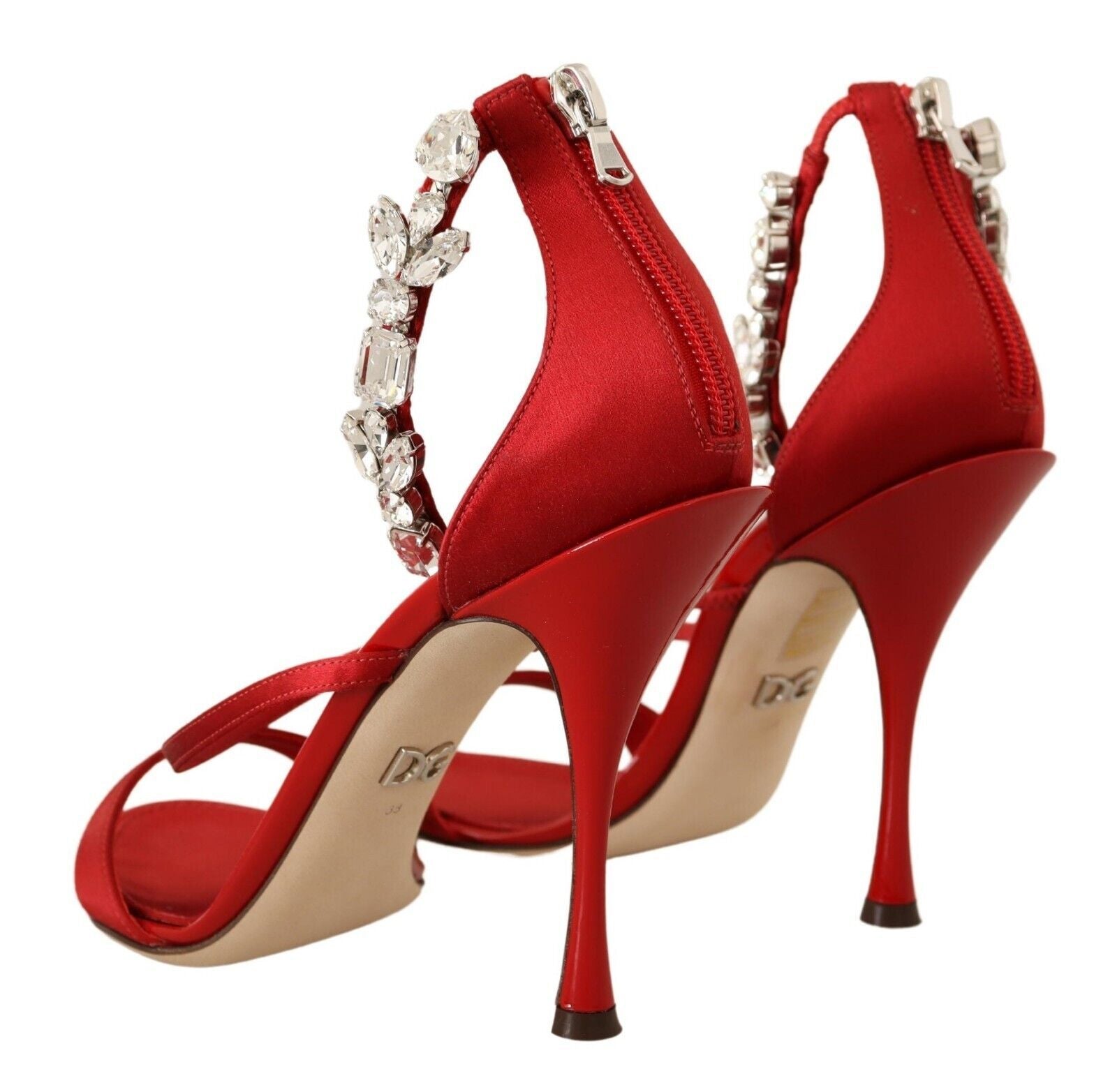 Dolce & Gabbana Rote Sandalen mit Kristallverzierung