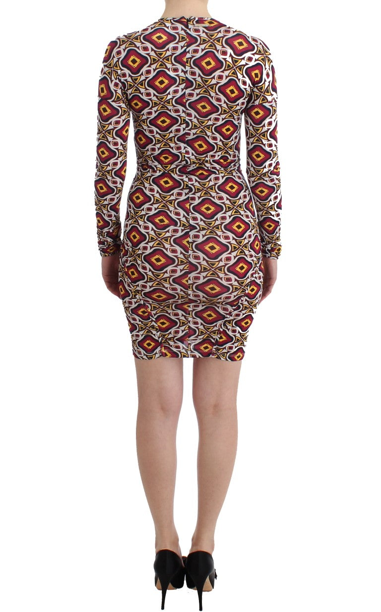 Rochie cocktail multicoloră GF Ferre Chic cu decolteu în V