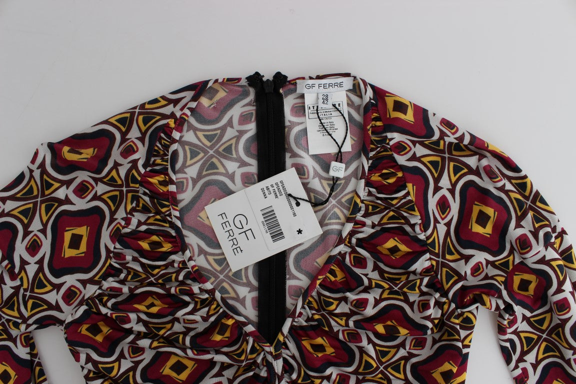 Rochie cocktail multicoloră GF Ferre Chic cu decolteu în V