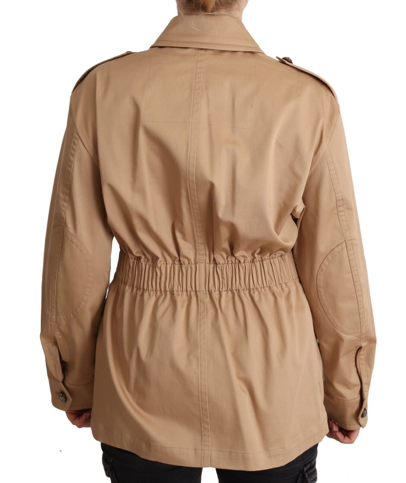 Dolce & Gabbana – Schicker beigefarbener Button-Down-Mantel mit Verzierungen
