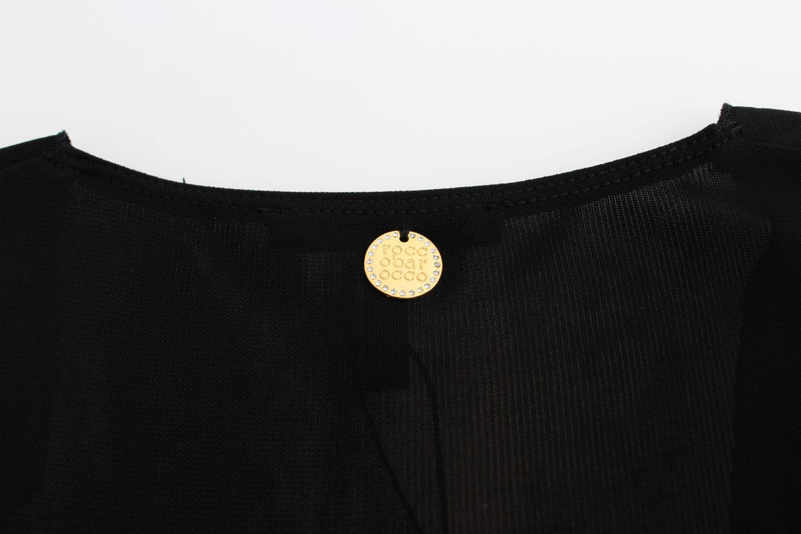 Roccobarocco Elegantes ärmelloses schwarzes Minikleid mit goldenen Details