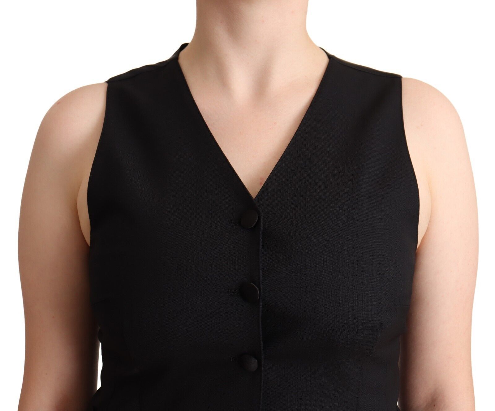 Dolce & Gabbana Elegantes schwarzes Trägertop mit Knopfdetail