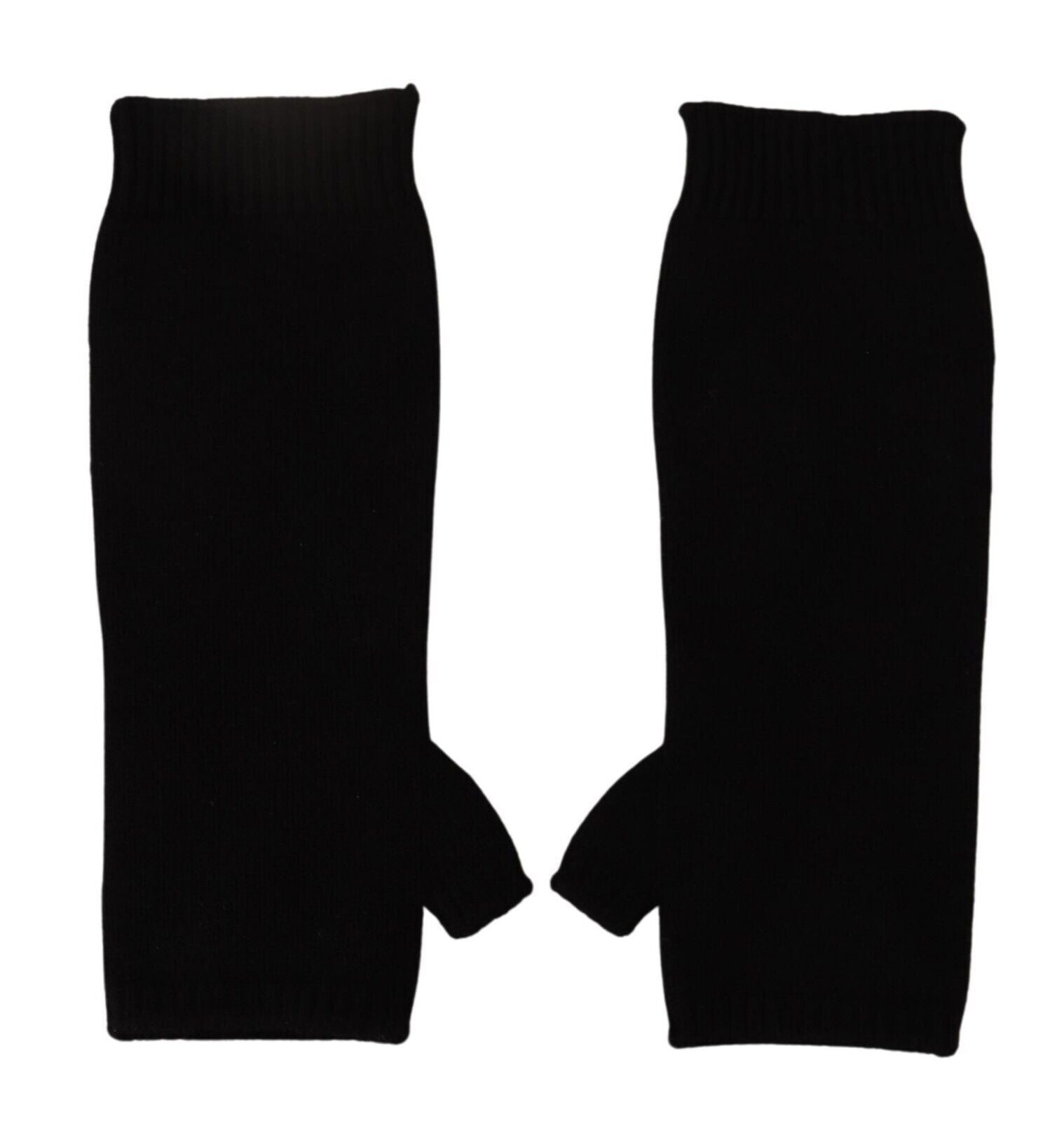 Mănuși Dolce & Gabbana Elegant Black Cashmere Fără Degete