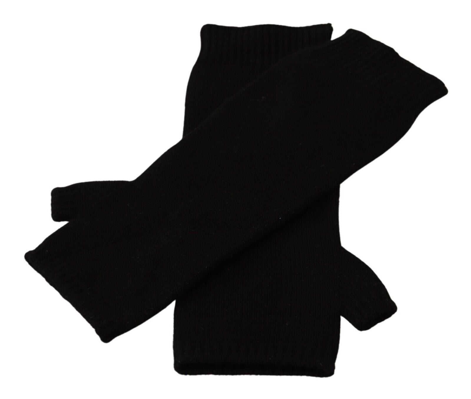 Mănuși Dolce & Gabbana Elegant Black Cashmere Fără Degete