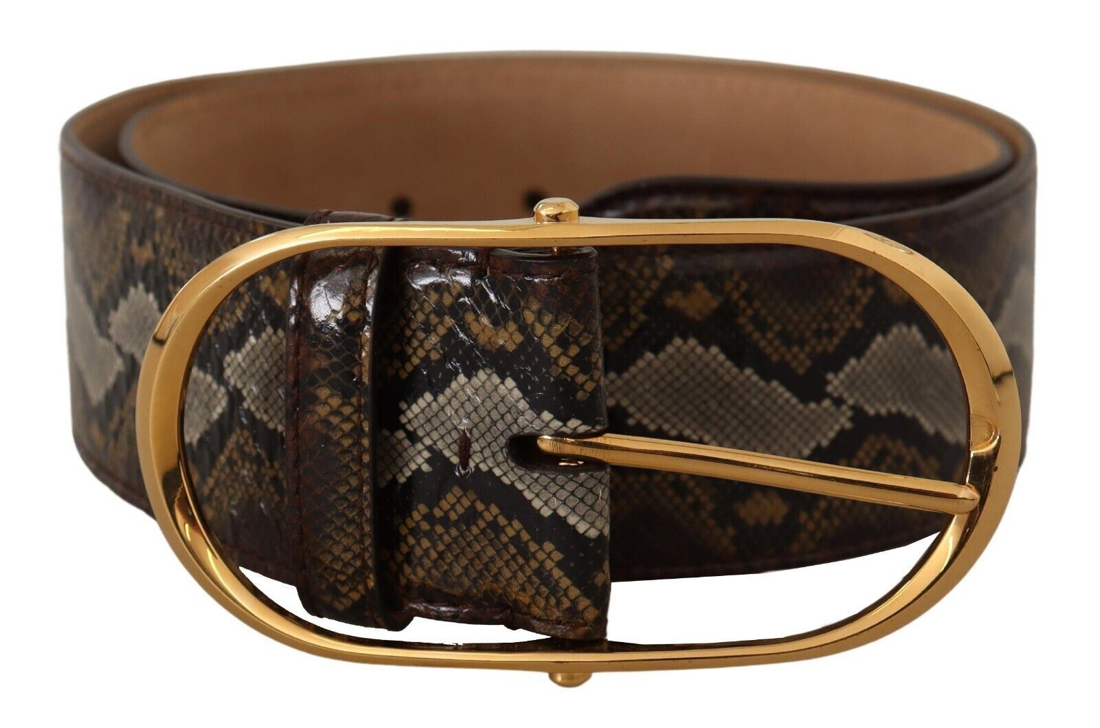 Dolce & Gabbana Eleganter goldener Ledergürtel mit ovaler Schnalle