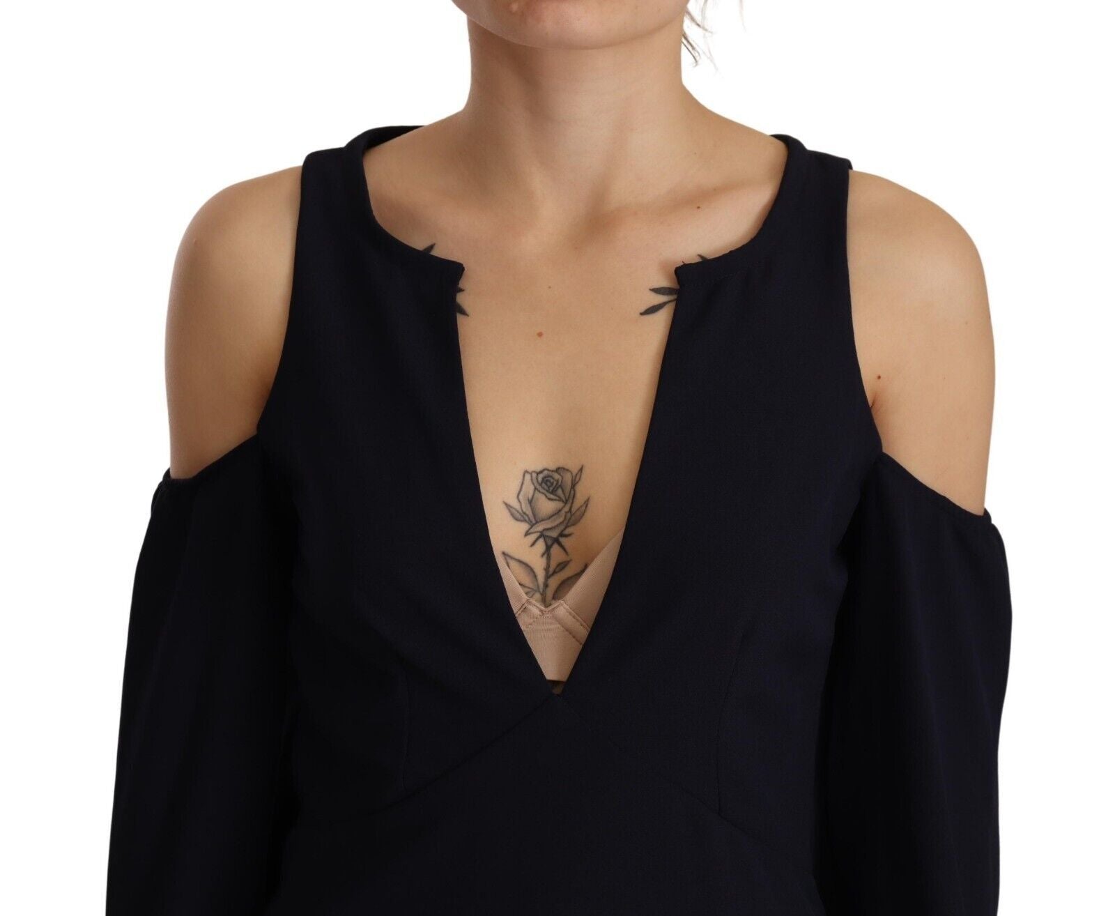 Twinset – Schickes schwarzes A-Linien-Kleid mit offener Schulter