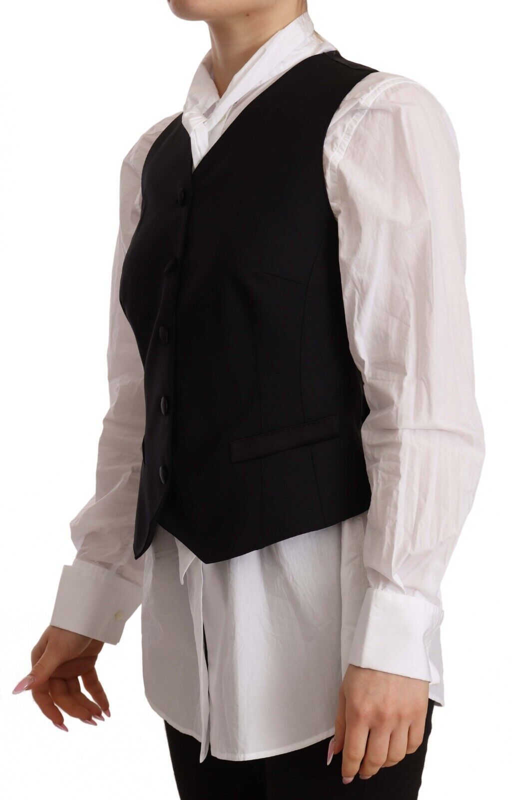 Dolce & Gabbana Elegante Weste aus schwarzer Wollmischung