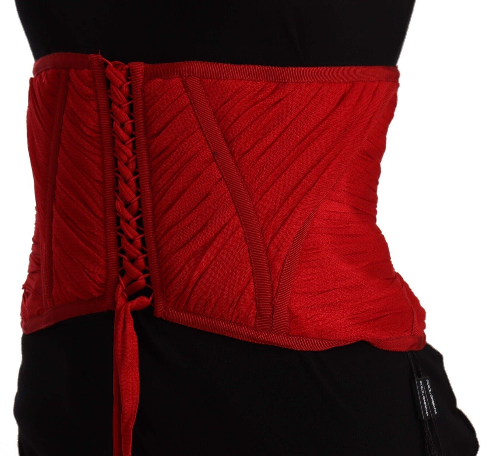 Dolce & Gabbana Elegantes rotes Seiden-Korsett-Gürtel-Top