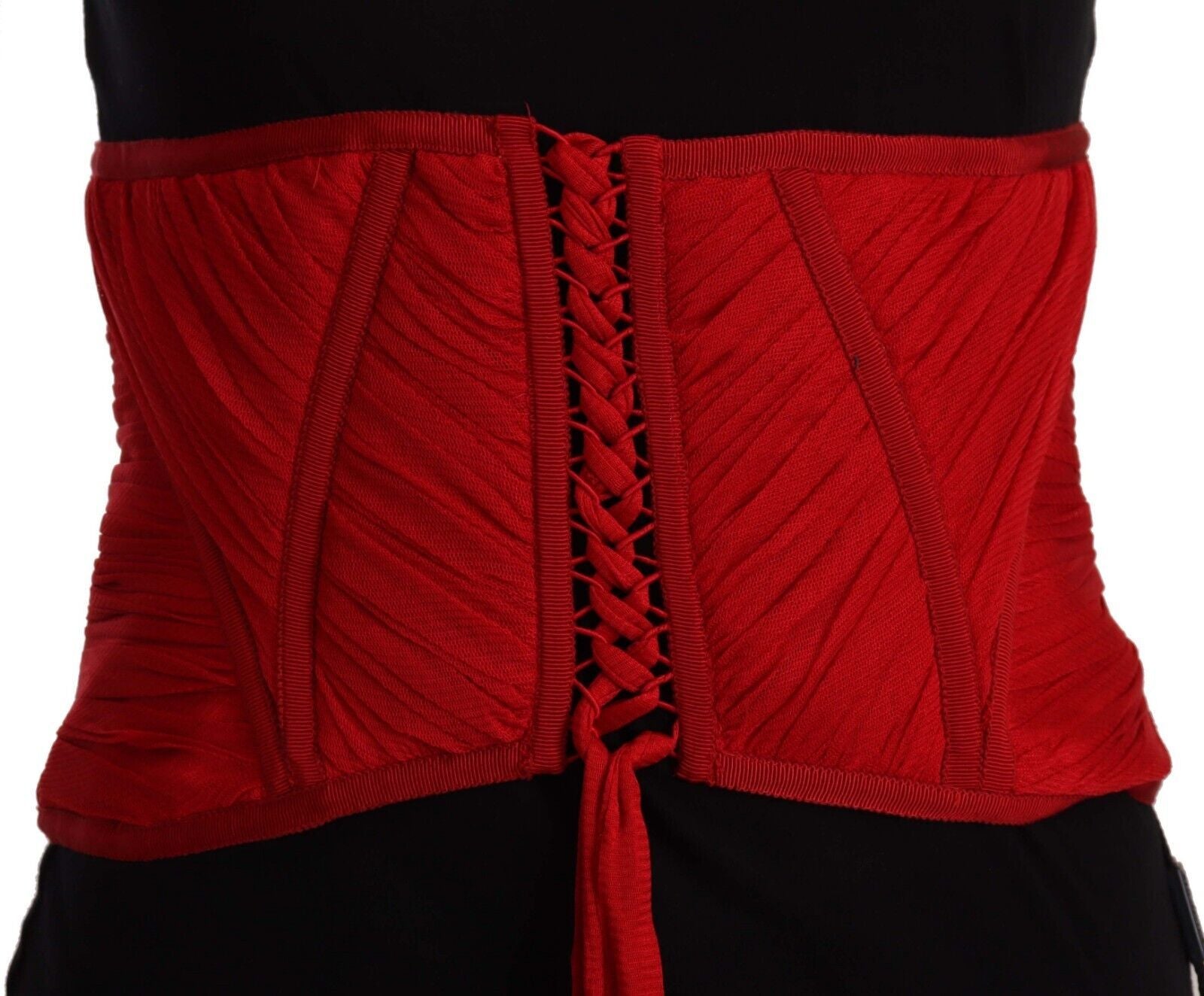 Dolce & Gabbana Elegantes rotes Seiden-Korsett-Gürtel-Top