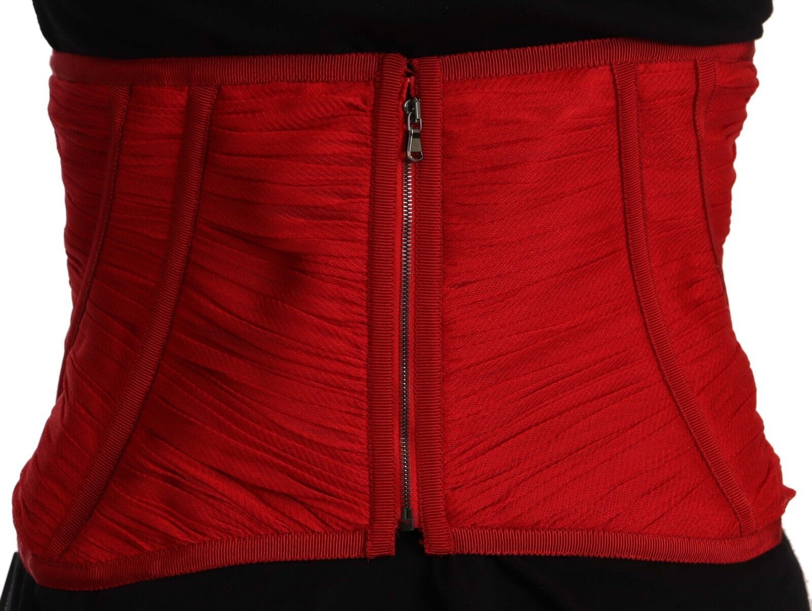 Dolce & Gabbana Elegantes rotes Seiden-Korsett-Gürtel-Top