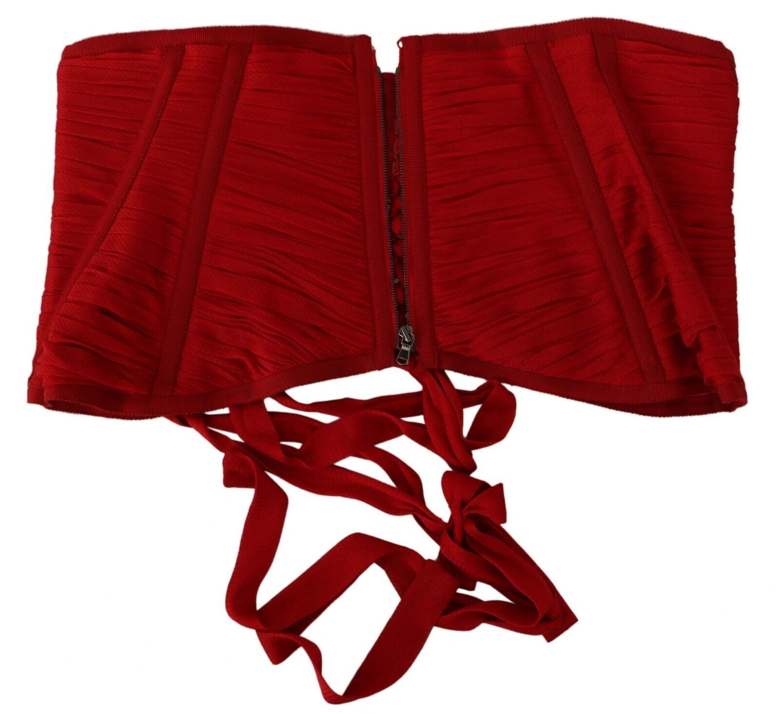Dolce & Gabbana Elegantes rotes Seiden-Korsett-Gürtel-Top