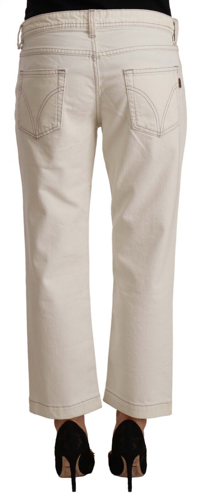 Blugi Dolce & Gabbana Chic Off-White Cropped - Articole obligatorii pentru fashionista