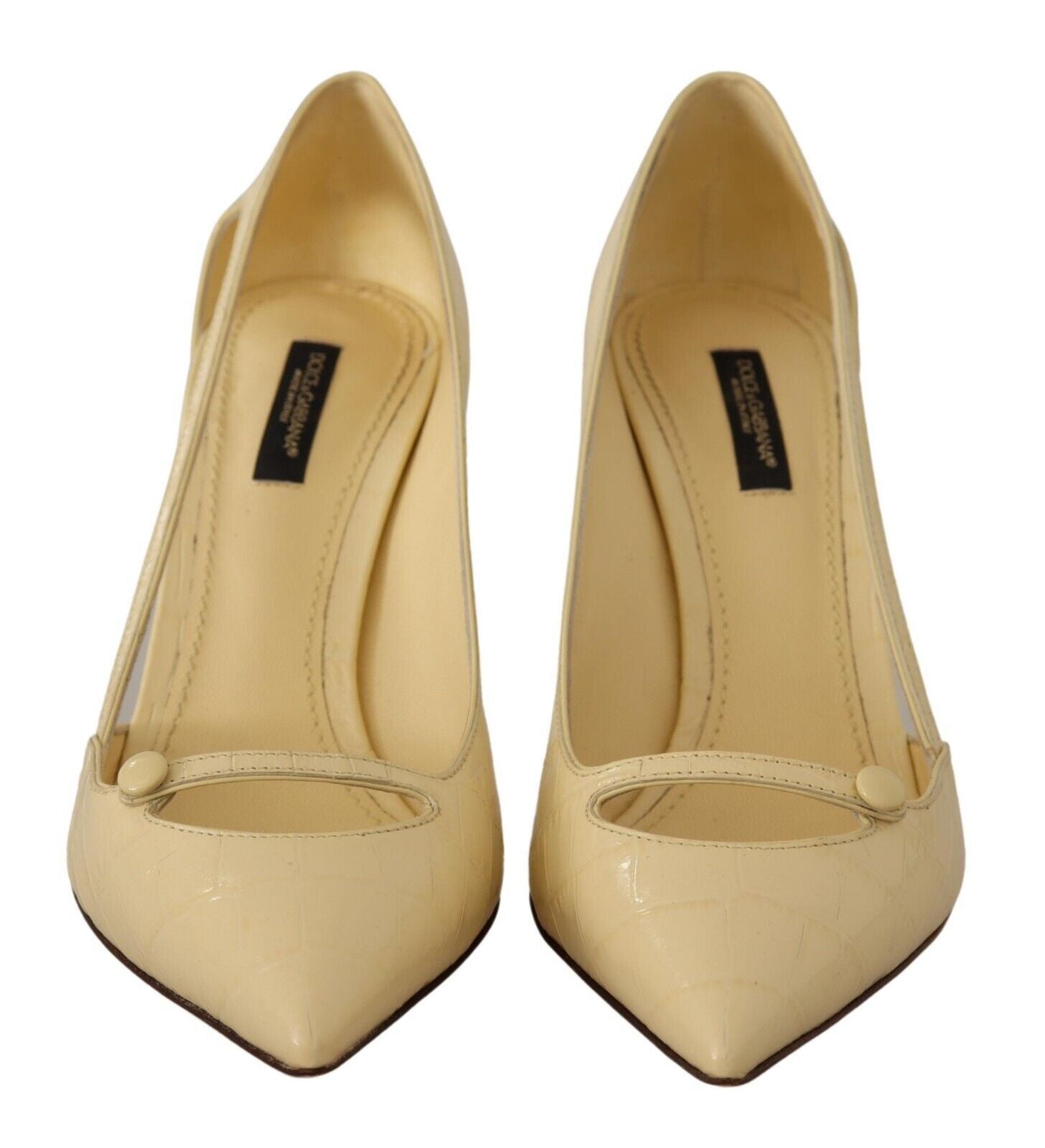 Dolce & Gabbana – Schicke Pumps aus Leder mit spitzer Spitze in Sonnengelb
