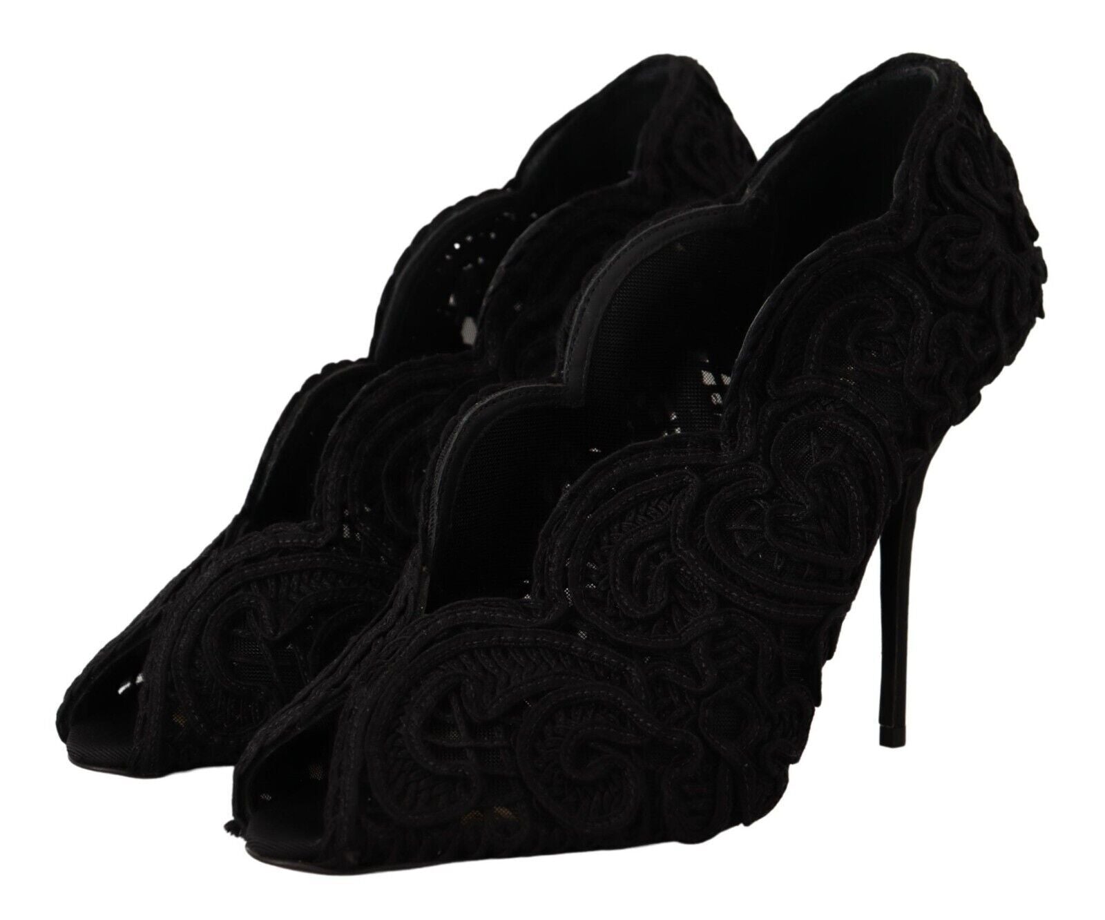 Dolce & Gabbana Pantofi cu toc stiletto eleganți din dantelă neagră