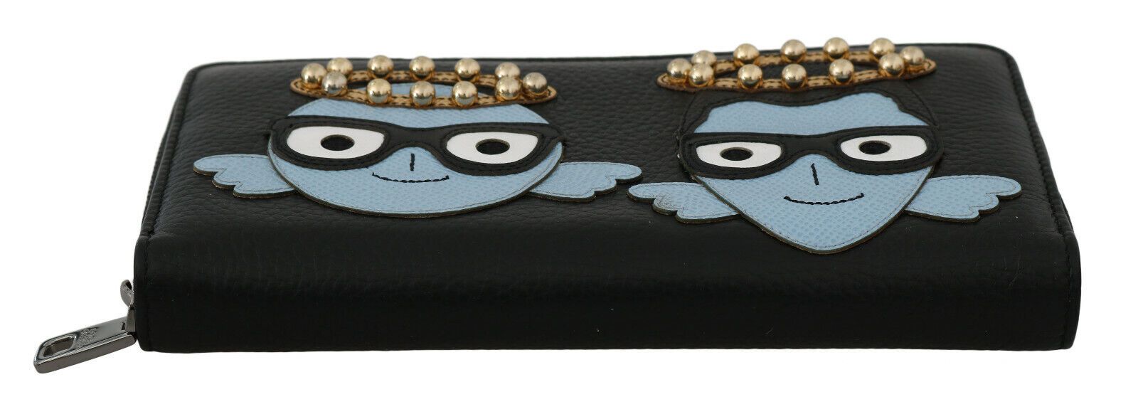Dolce & Gabbana Elegante schwarze Lederbrieftasche mit Reißverschluss