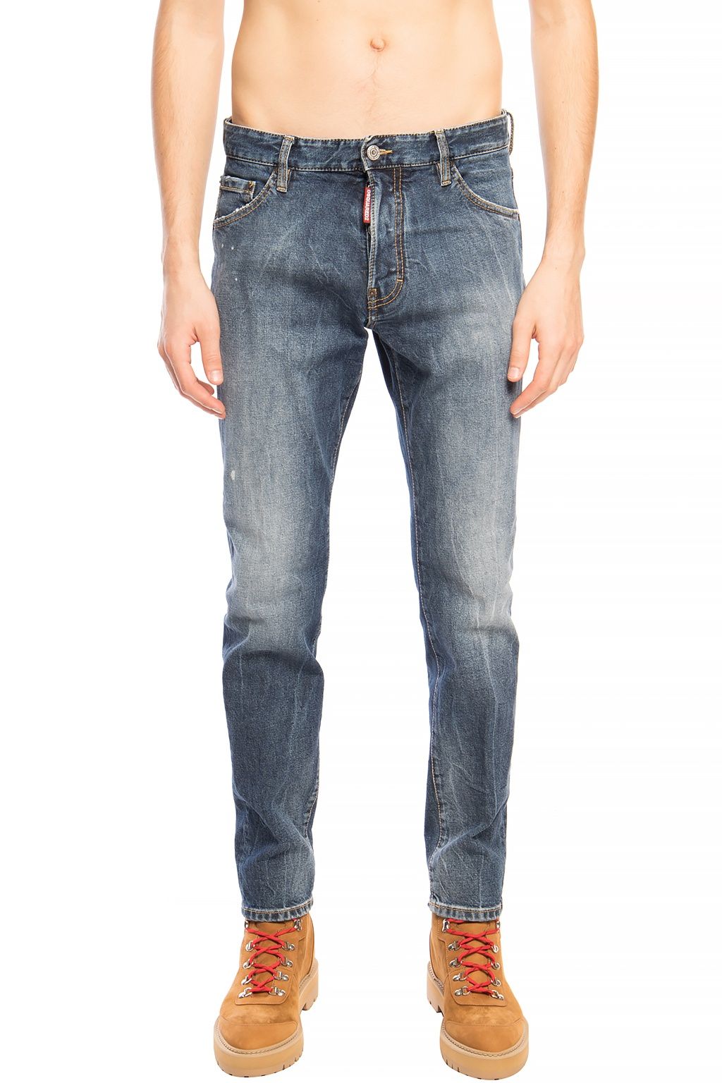 Pantaloni din denim Dsquared² bleumarin cu aspect uzat „Cool Guy Jean”