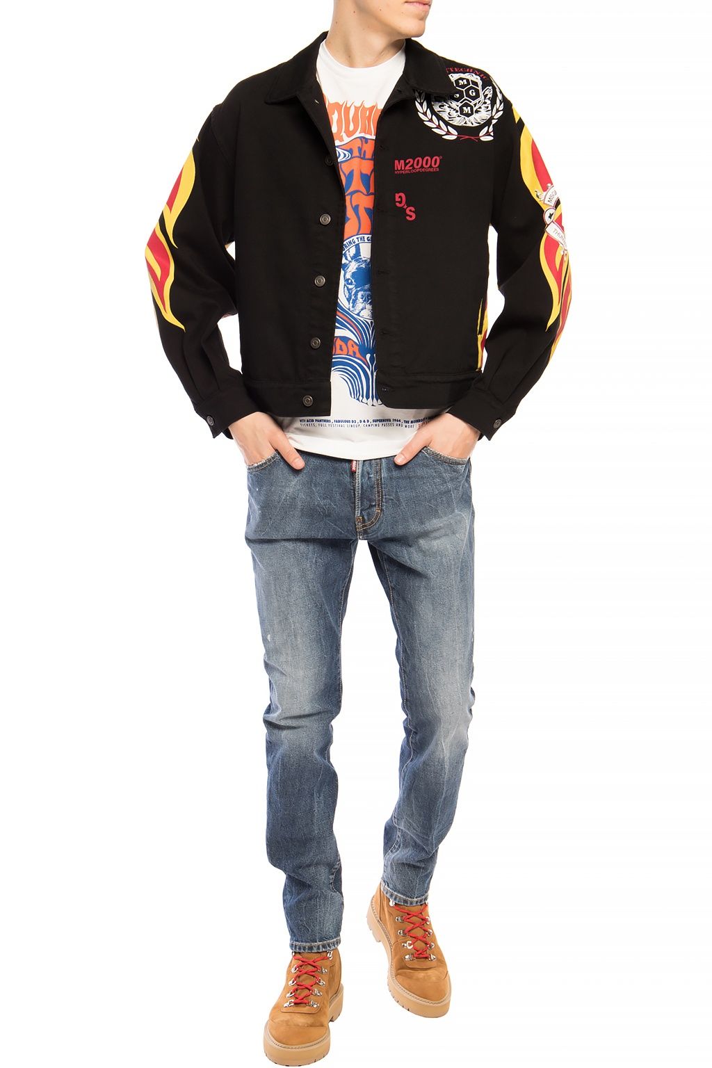 Pantaloni din denim Dsquared² bleumarin cu aspect uzat „Cool Guy Jean”