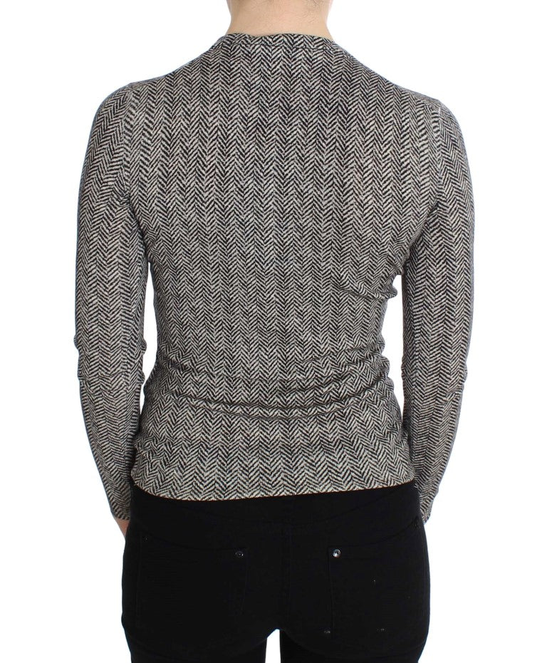 Dolce & Gabbana Eleganter schwarz-weißer Wollcardigan