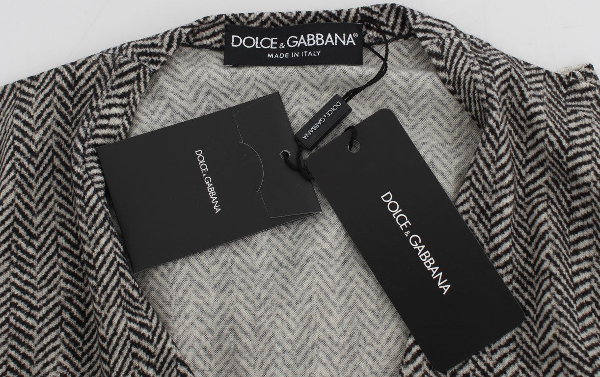 Dolce & Gabbana Eleganter schwarz-weißer Wollcardigan