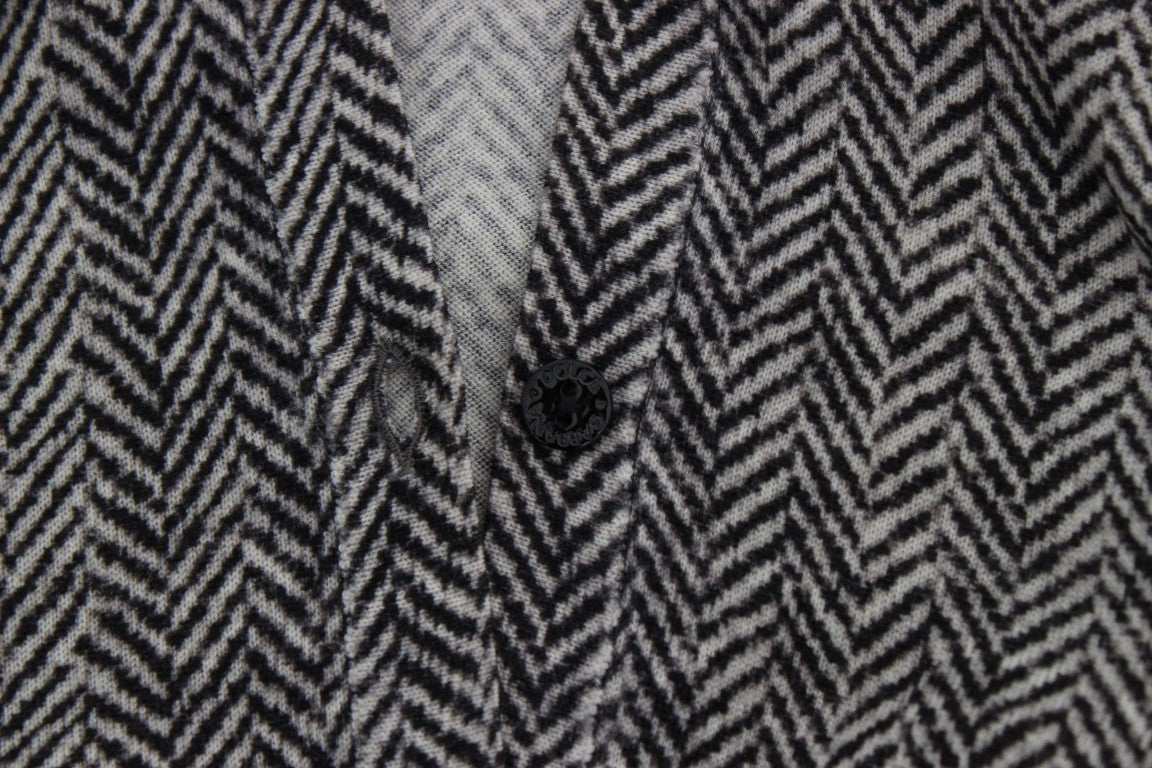 Dolce & Gabbana Eleganter schwarz-weißer Wollcardigan