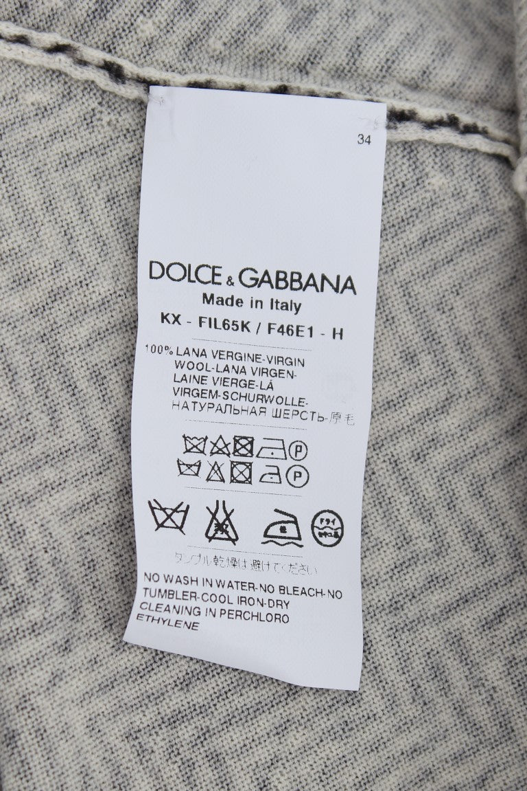 Dolce & Gabbana Eleganter schwarz-weißer Wollcardigan