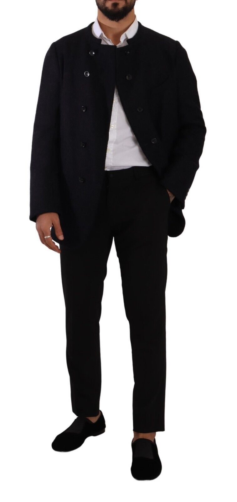Dolce & Gabbana Elegante dunkelgraue Jacke aus Alpaka-Mischgewebe