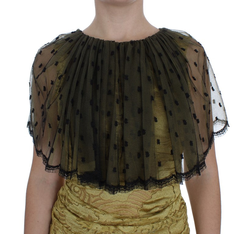 Rochie Dolce & Gabbana galbenă cu imprimeu floral și dantelă