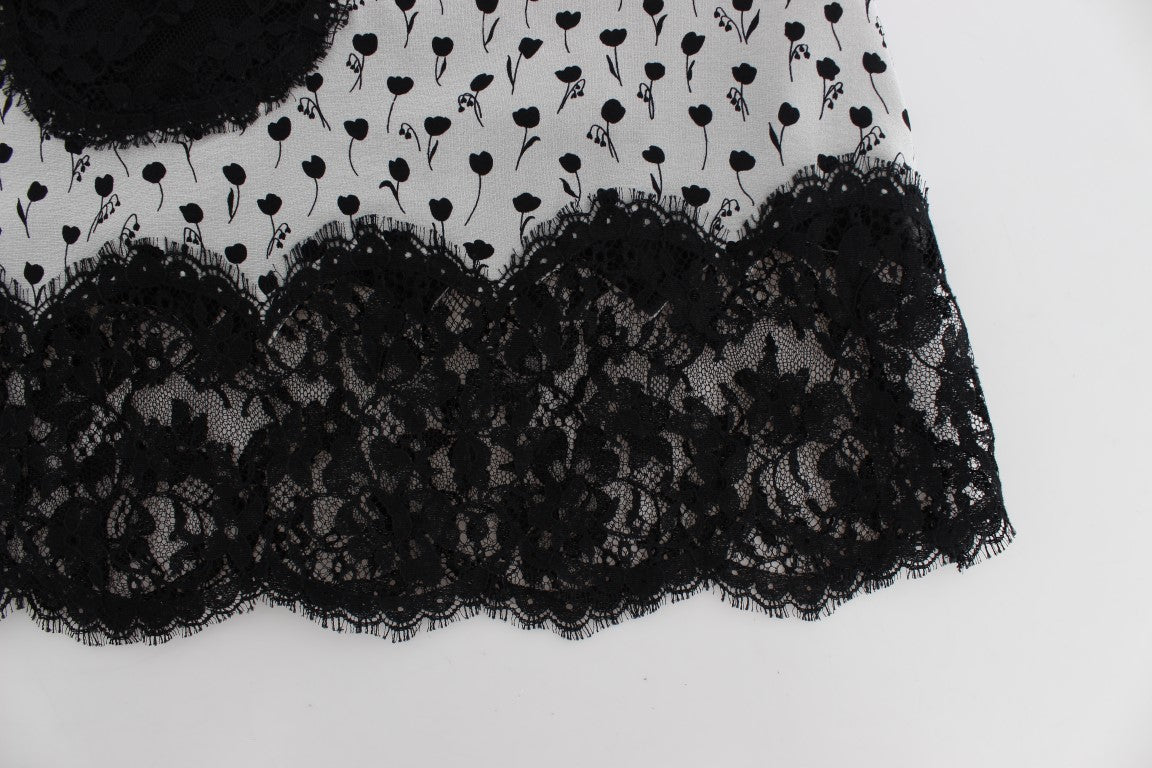 Dolce & Gabbana Elegantes Seidenhemd mit floraler Spitze