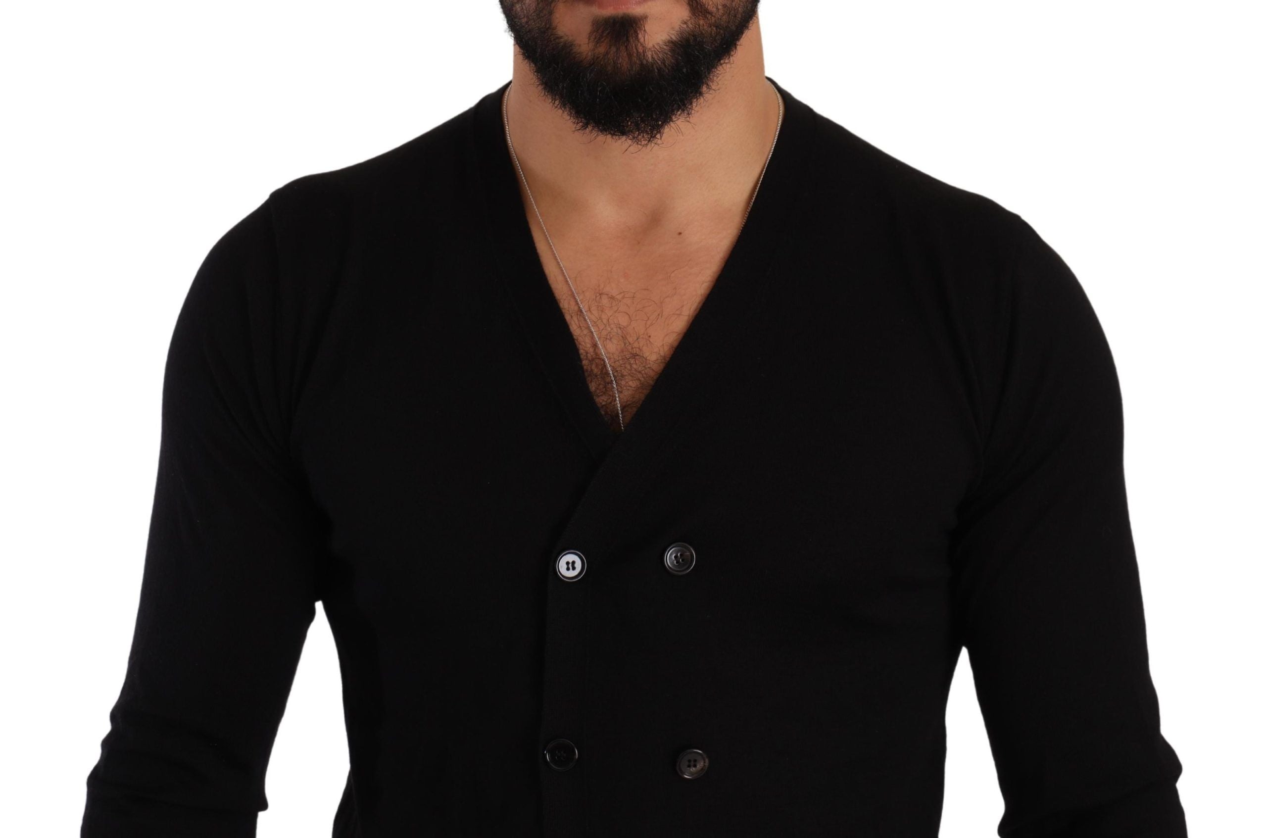 Cardigan elegant din cașmir negru cu decolteu în V Dolce & Gabbana
