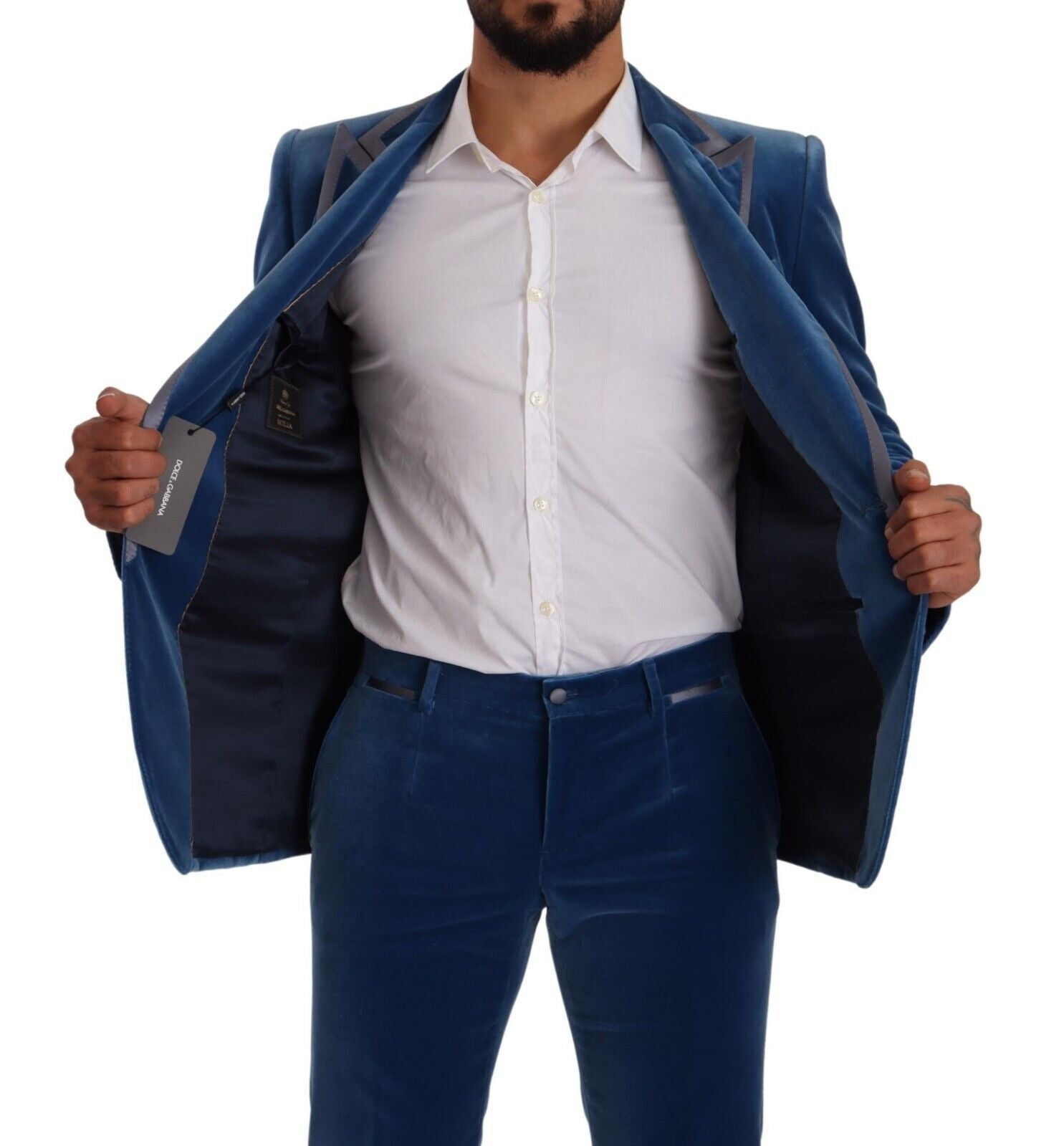 Dolce & Gabbana Eleganter Slim Fit-Anzug in blauem Samt