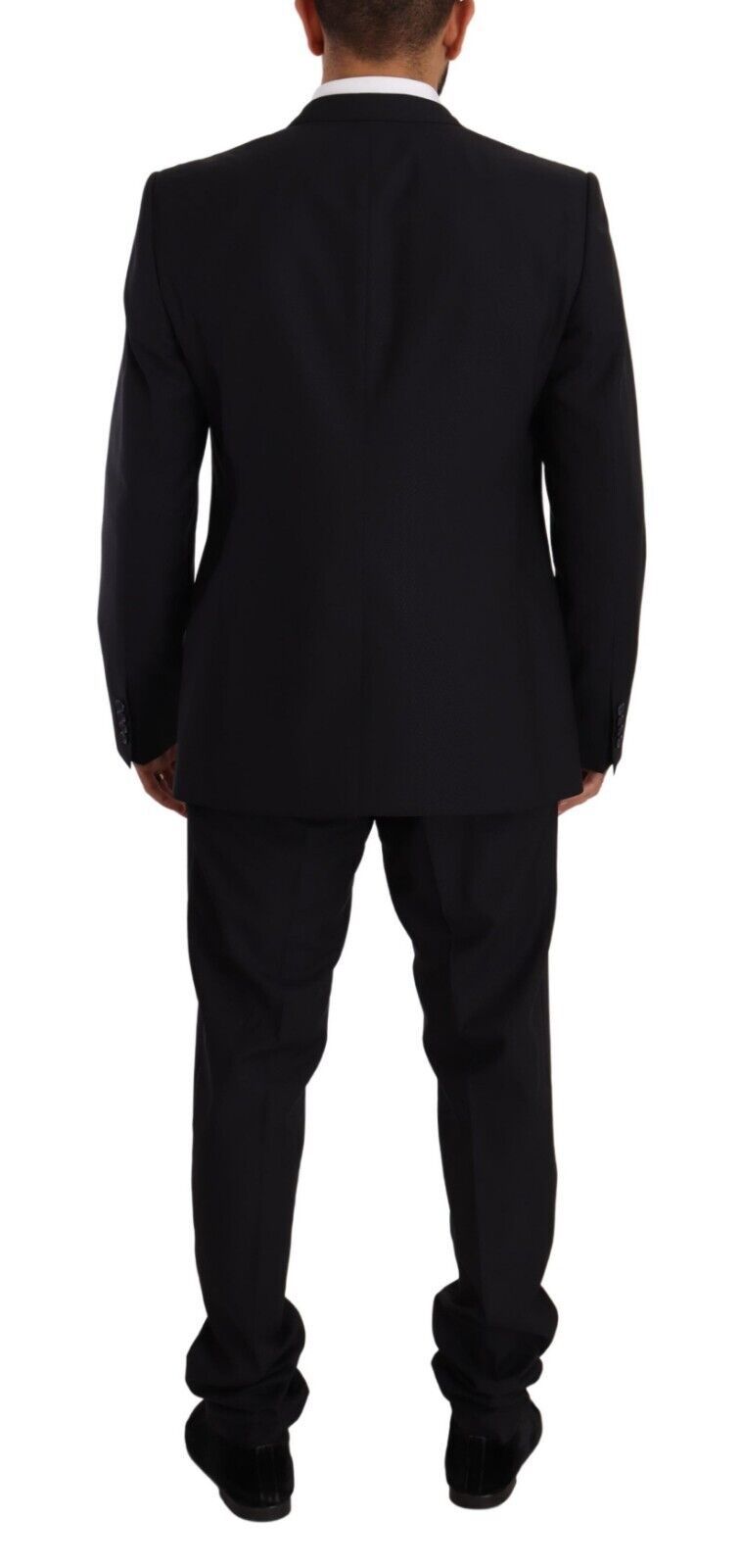Dolce & Gabbana – Eleganter, zweiteiliger Anzug aus Wolle und Seide in Marineblau mit schmaler Passform