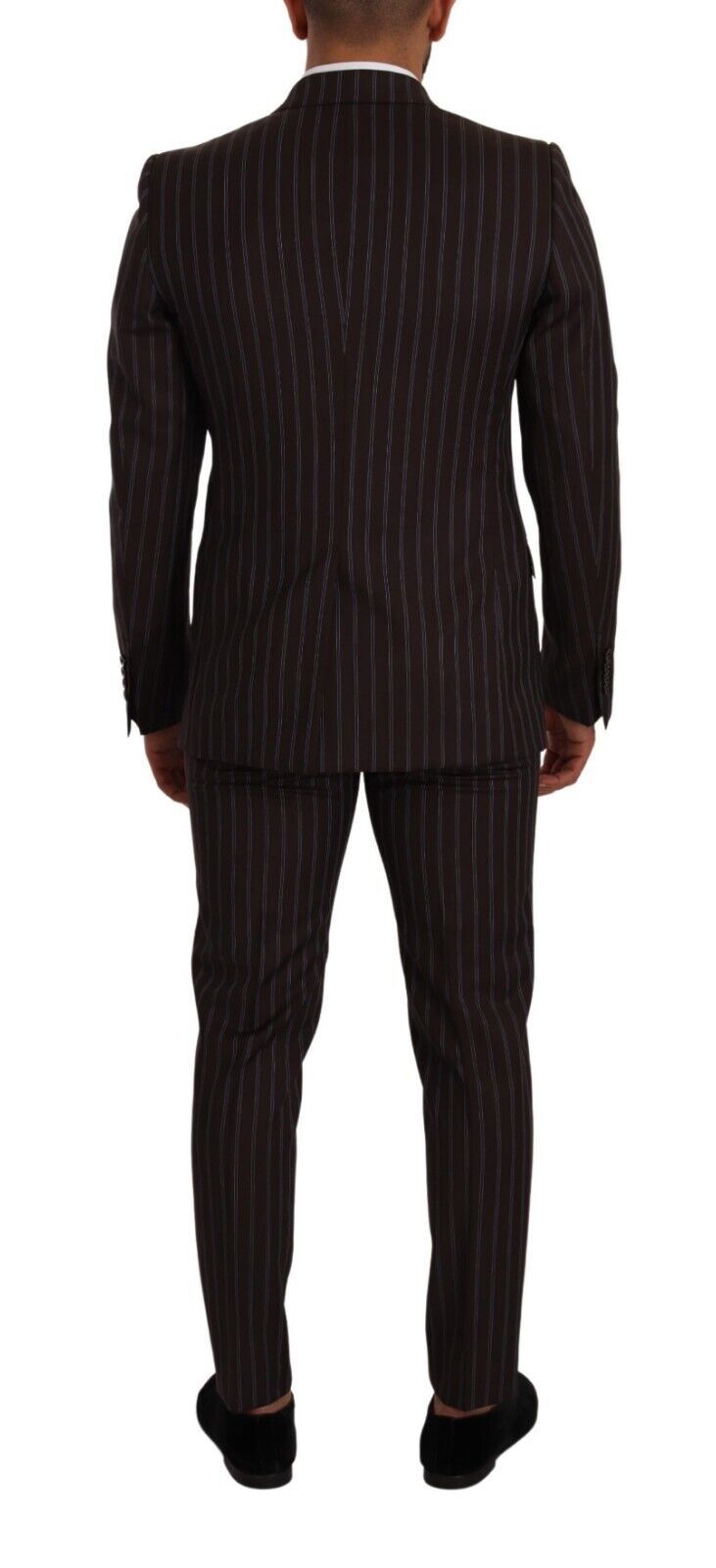 Dolce & Gabbana – Eleganter, kastanienbrauner, gestreifter Slim-Fit-Anzug