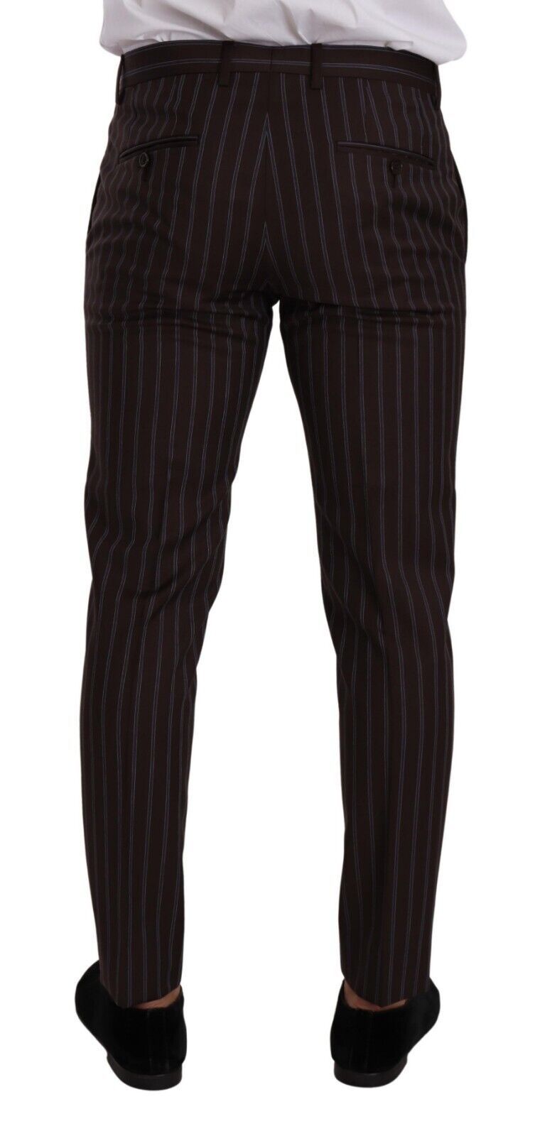 Dolce & Gabbana – Eleganter, kastanienbrauner, gestreifter Slim-Fit-Anzug
