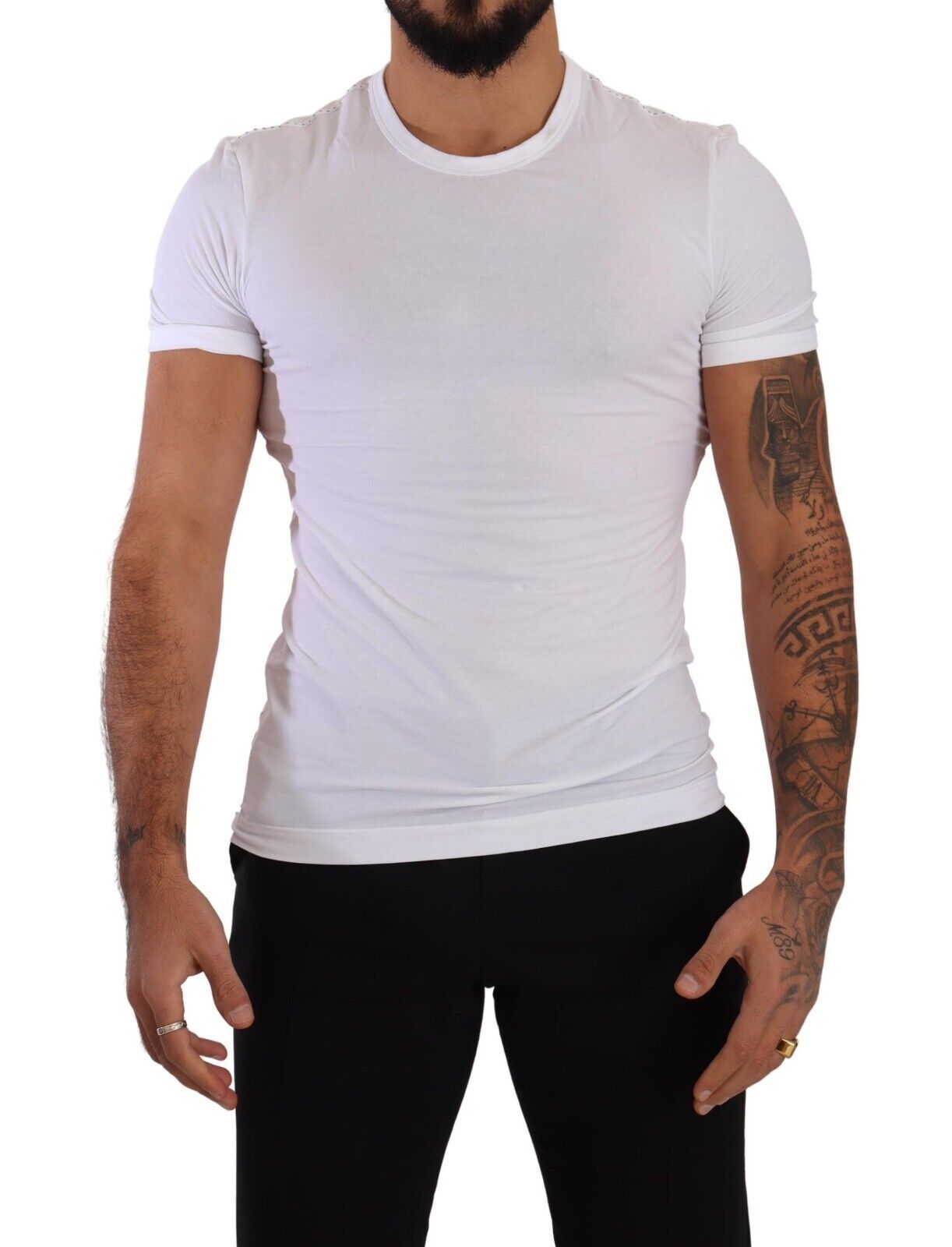Tricou Dolce & Gabbana elegant cu guler rotund din amestec de bumbac alb