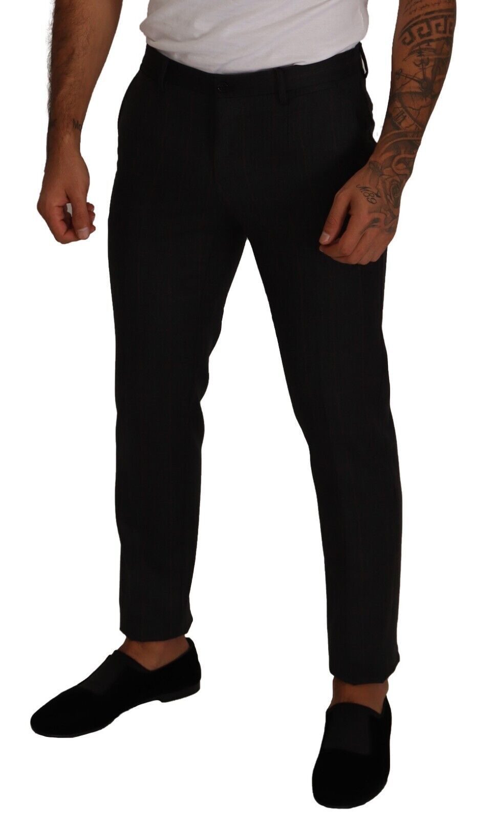 Dolce & Gabbana Elegante Slim Fit-Hose in Grau mit Karomuster