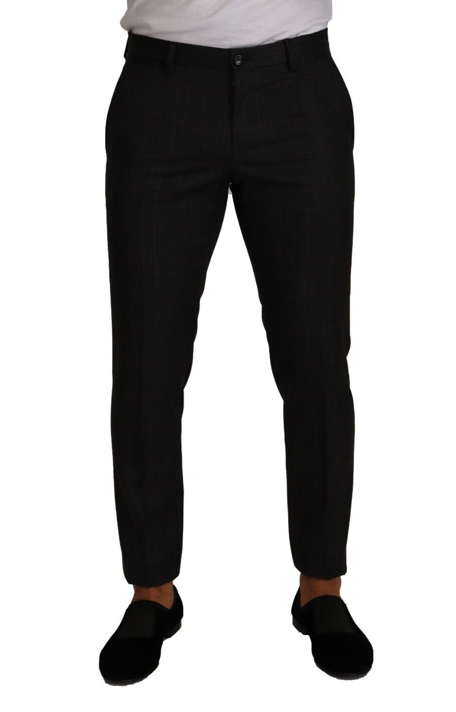 Dolce & Gabbana Elegante Slim Fit-Hose in Grau mit Karomuster
