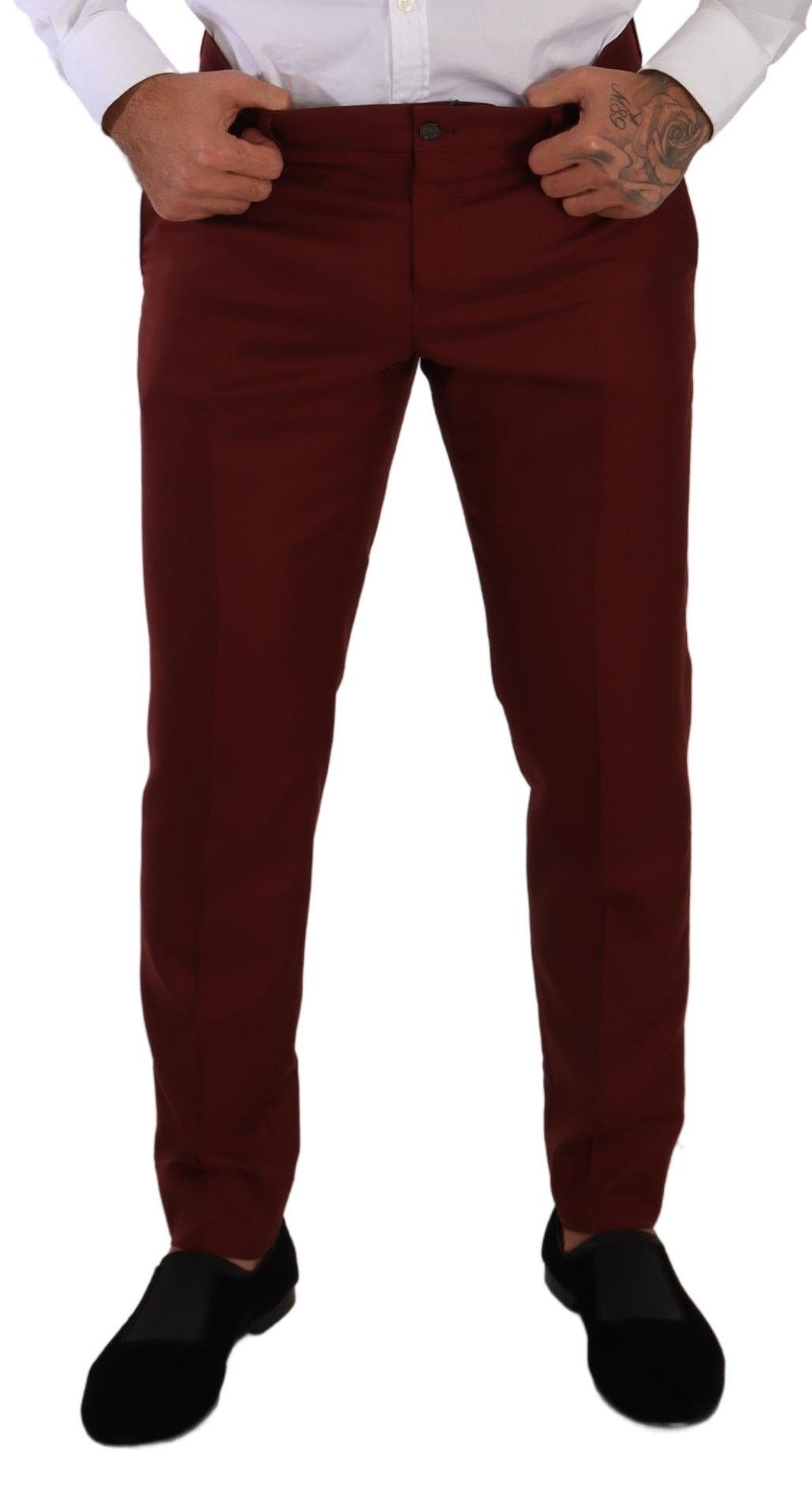 Dolce & Gabbana Elegante rote Anzughose aus Kaschmir-Seide