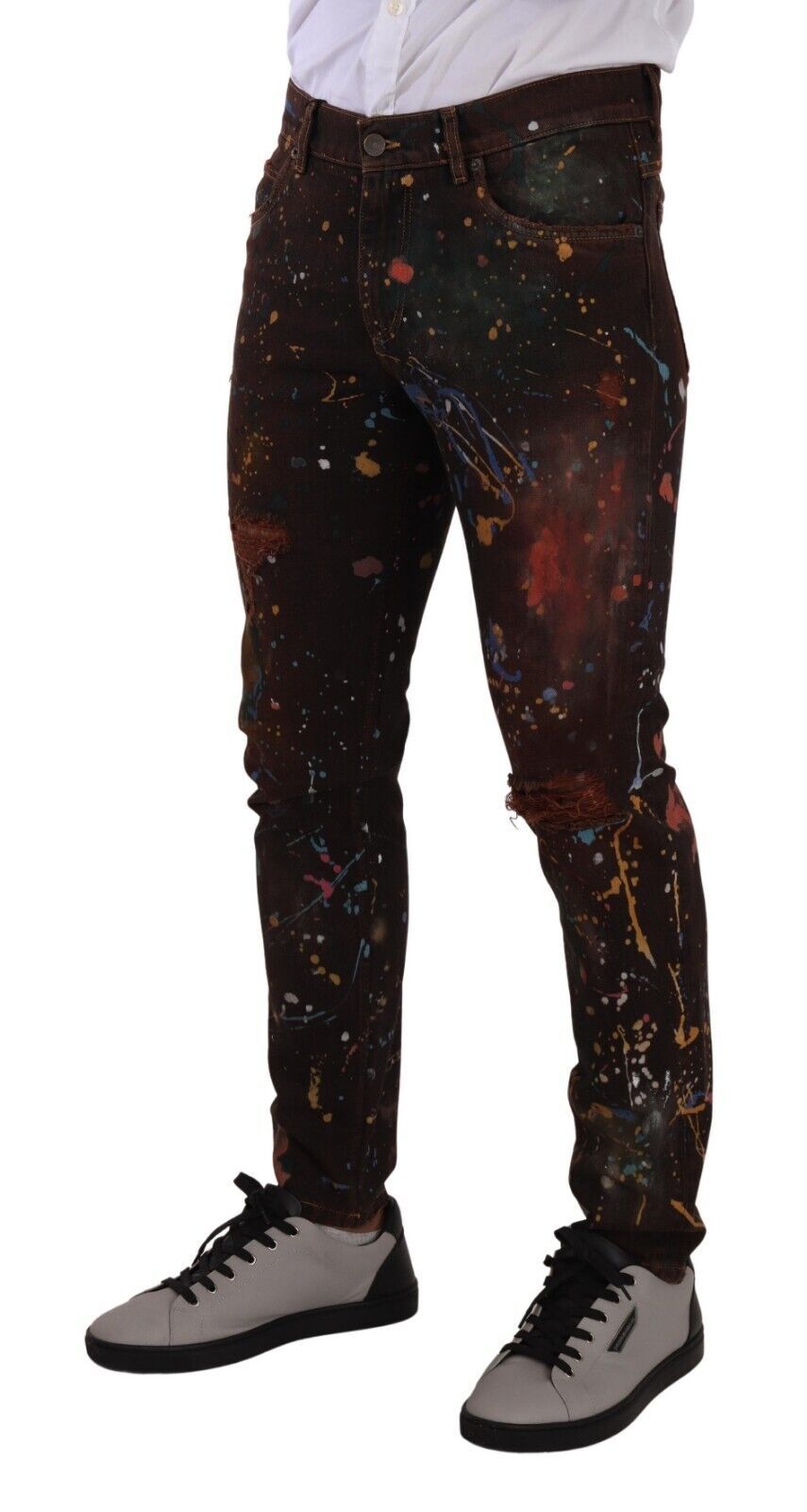 Dolce & Gabbana – Mehrfarbig bemalte Skinny-Jeans