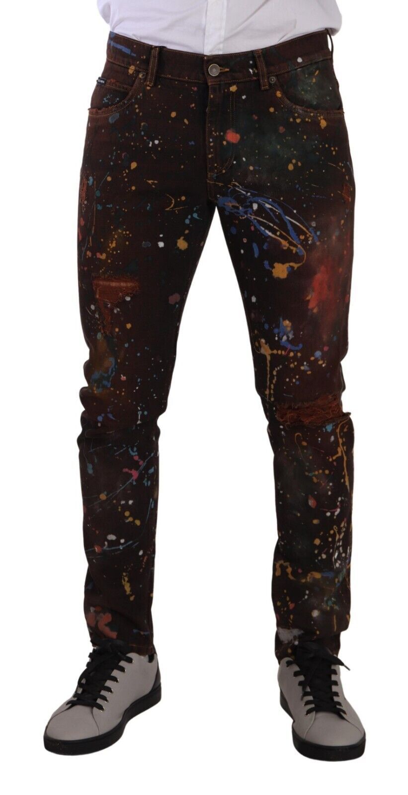 Dolce & Gabbana – Mehrfarbig bemalte Skinny-Jeans