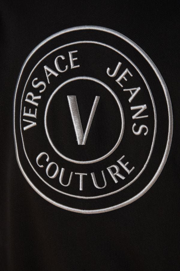Hanorac cu glugă superbă din bumbac negru Versace Jeans