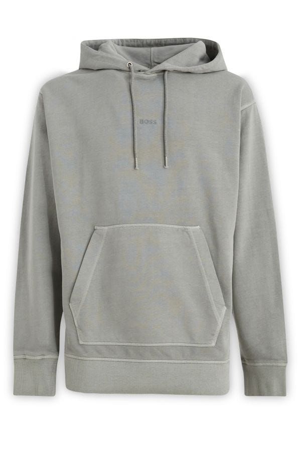 Hanorac cu glugă Hugo Boss elegant gri din bumbac