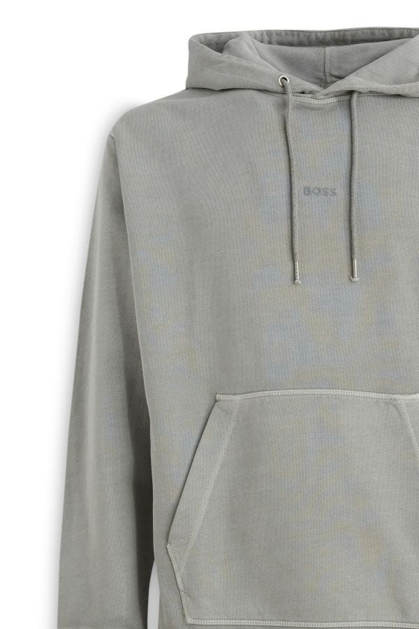 Hanorac cu glugă Hugo Boss elegant gri din bumbac