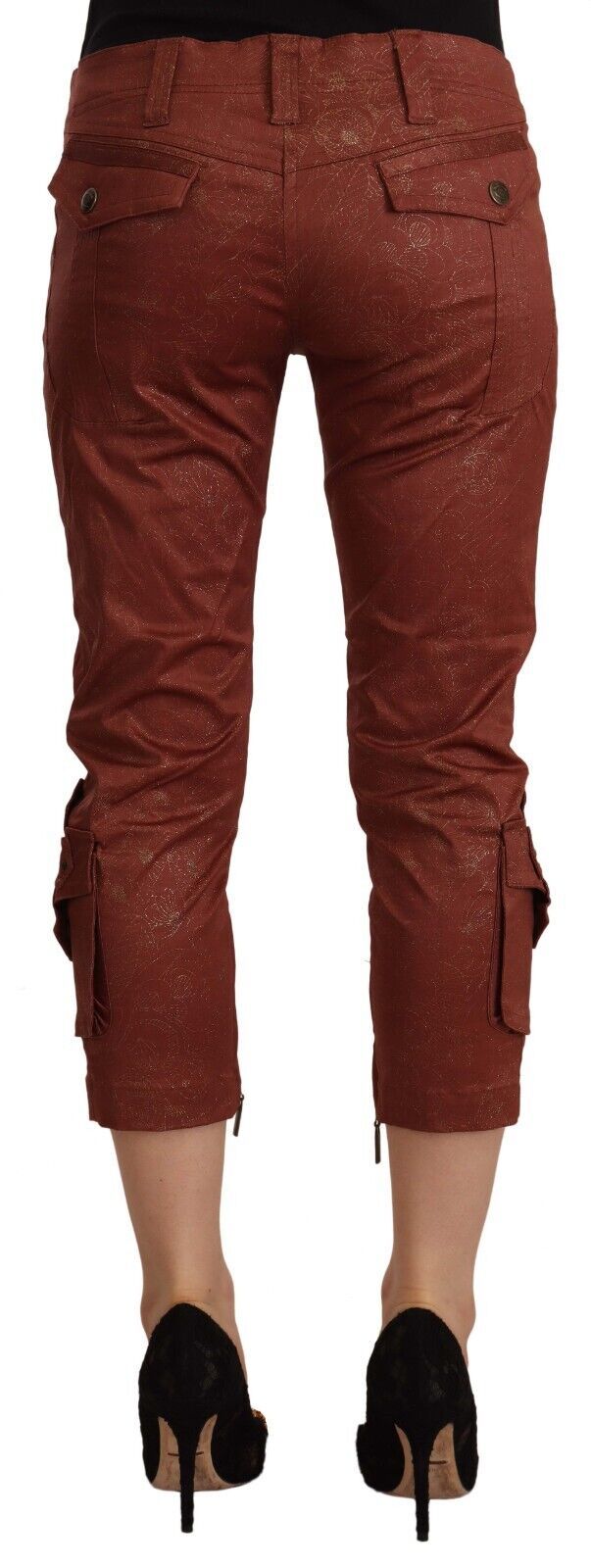 Pantaloni eleganți crop din bumbac cu talie medie Just Cavalli