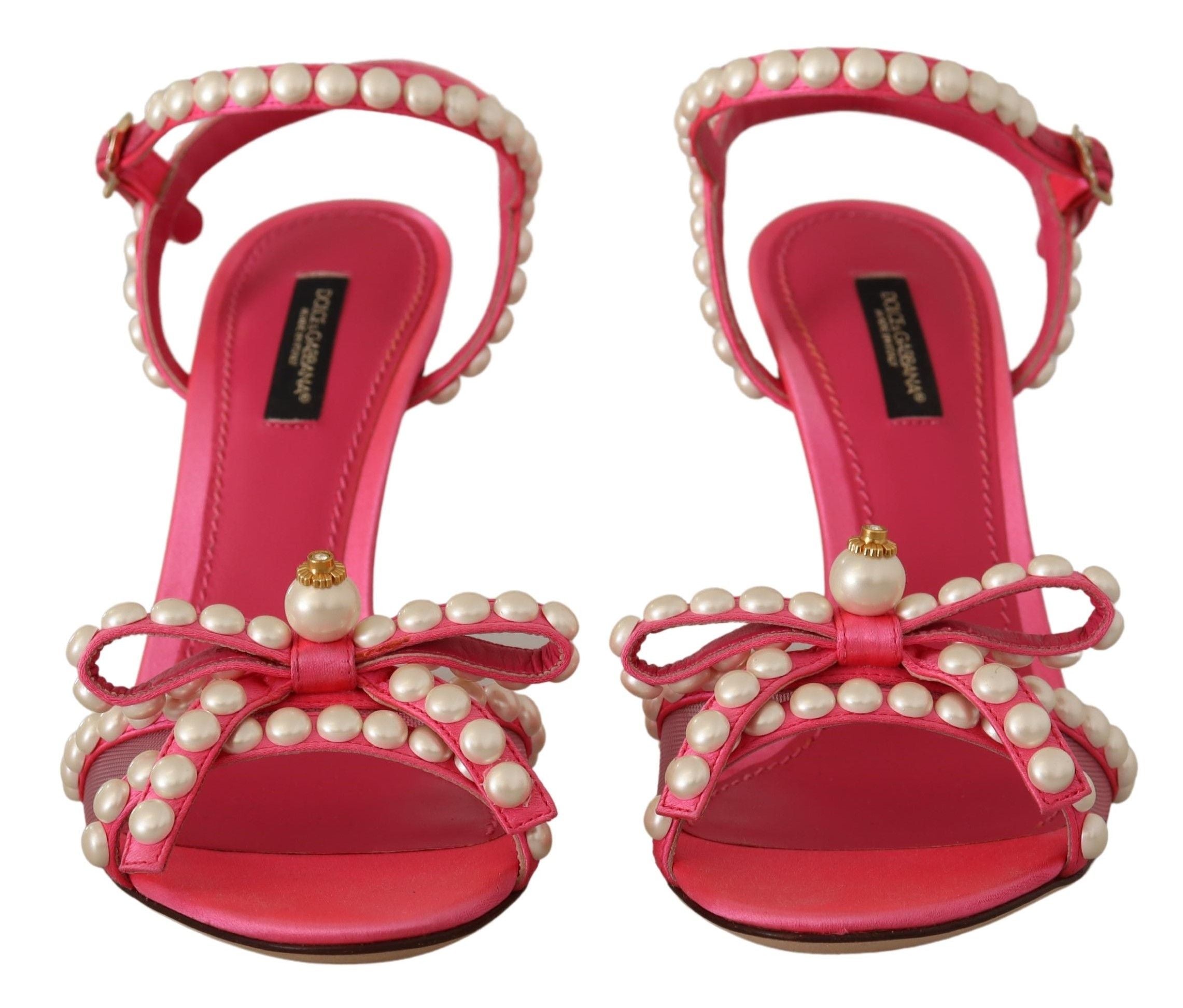 Dolce & Gabbana – Elegante Sandalen mit rosa Perlenverzierung