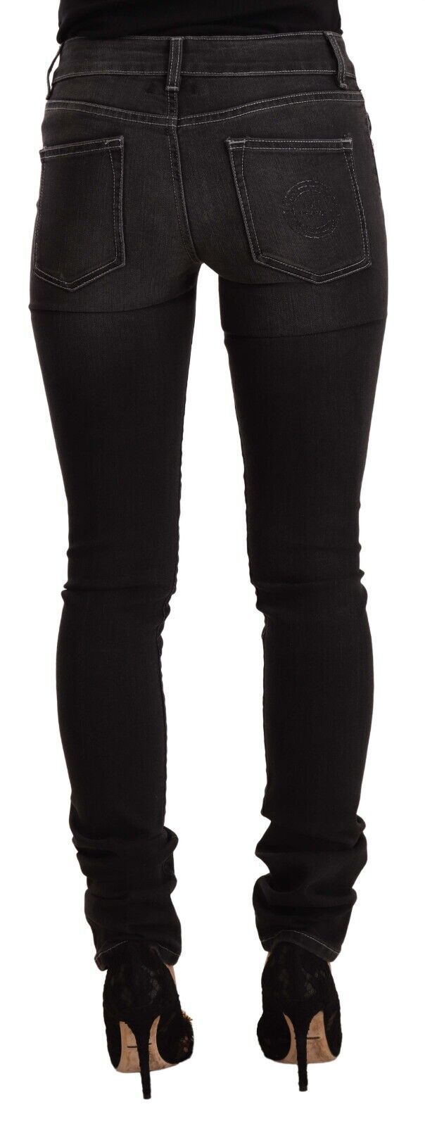 GF Ferre Chic – Slim Fit-Jeans mit mittlerer Taille, verwaschen, schwarz
