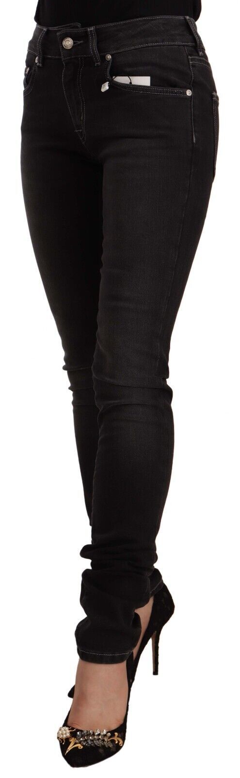 GF Ferre Chic Slim-Fit Jeans in verwaschenem Schwarz