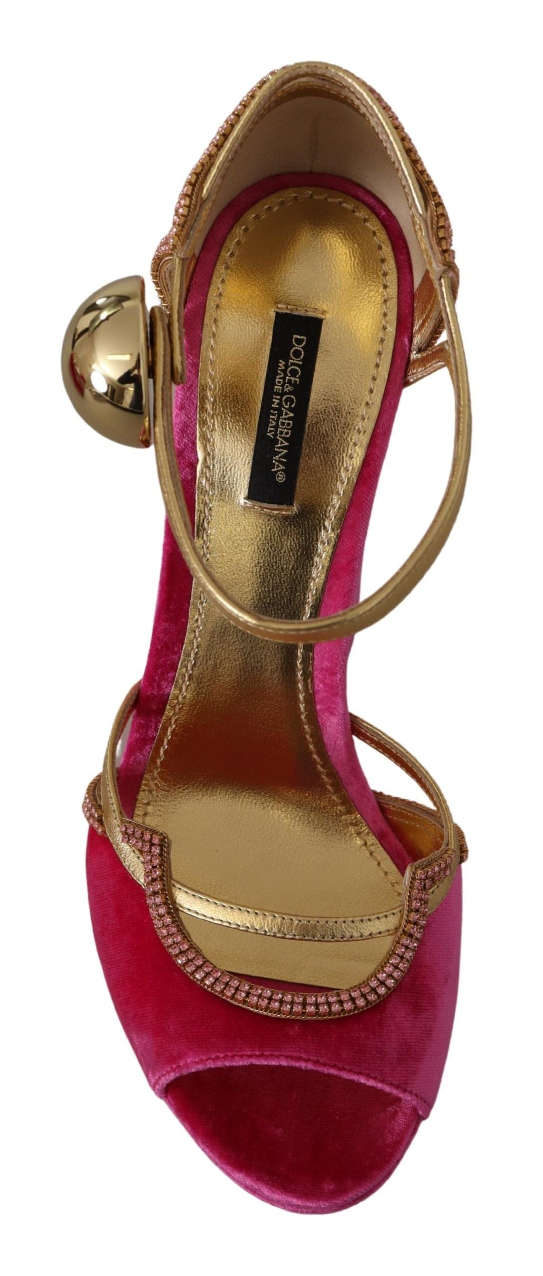 Sandale Dolce & Gabbana Ethereal Pink Velvet Crystal