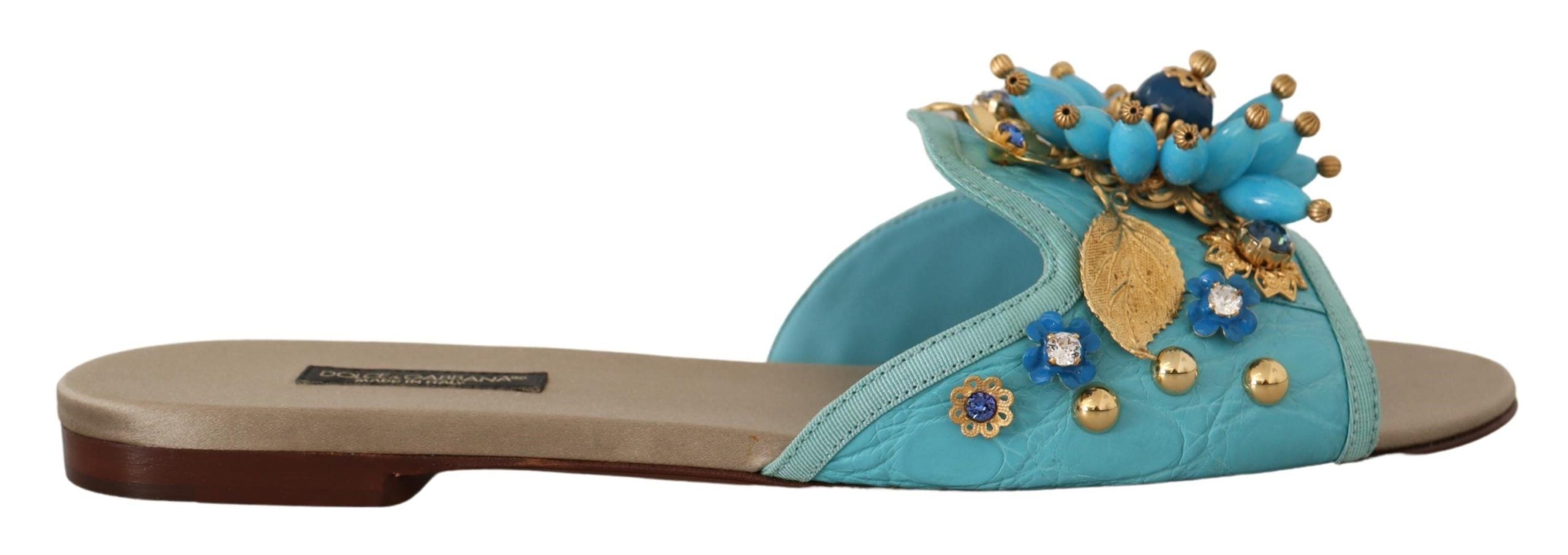 Dolce & Gabbana – Exquisite Sandalen aus exotischem Leder mit Kristallverzierung
